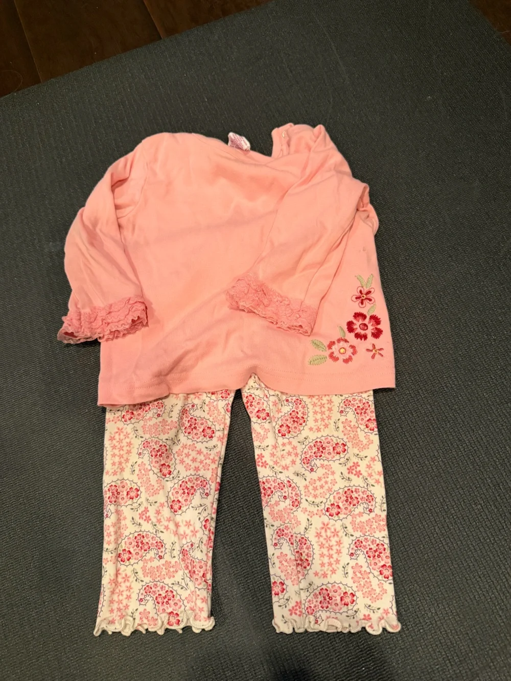Gymboree Pink Floral Top and Paisley Leggings Pajama Set